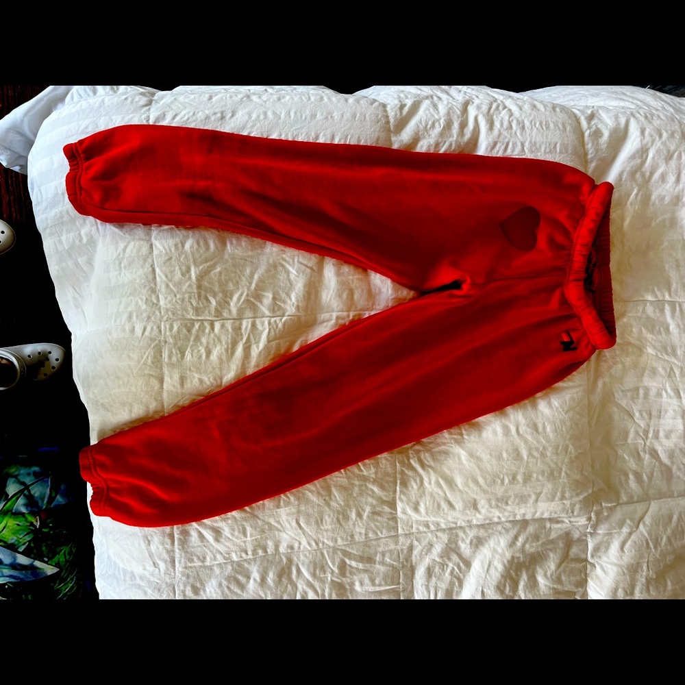 Never worn red aviator nation sweatpants